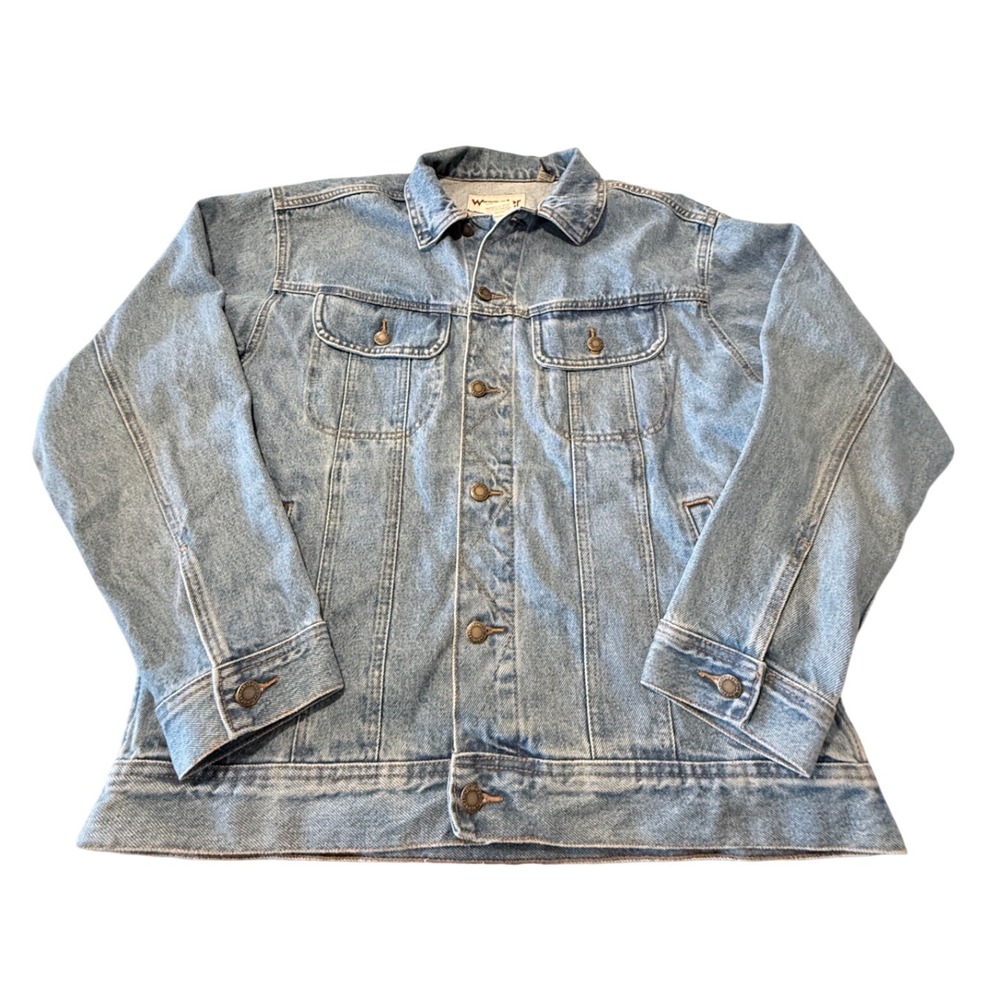 Wrangler Rugged Wear Light Wash Denim Trucker Jacket Mens Large 10RJK30VI Blue